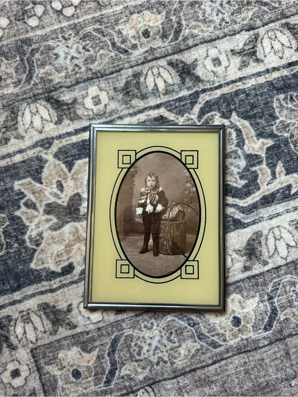 Vintage mcm silver framed Victorian photo of little boy